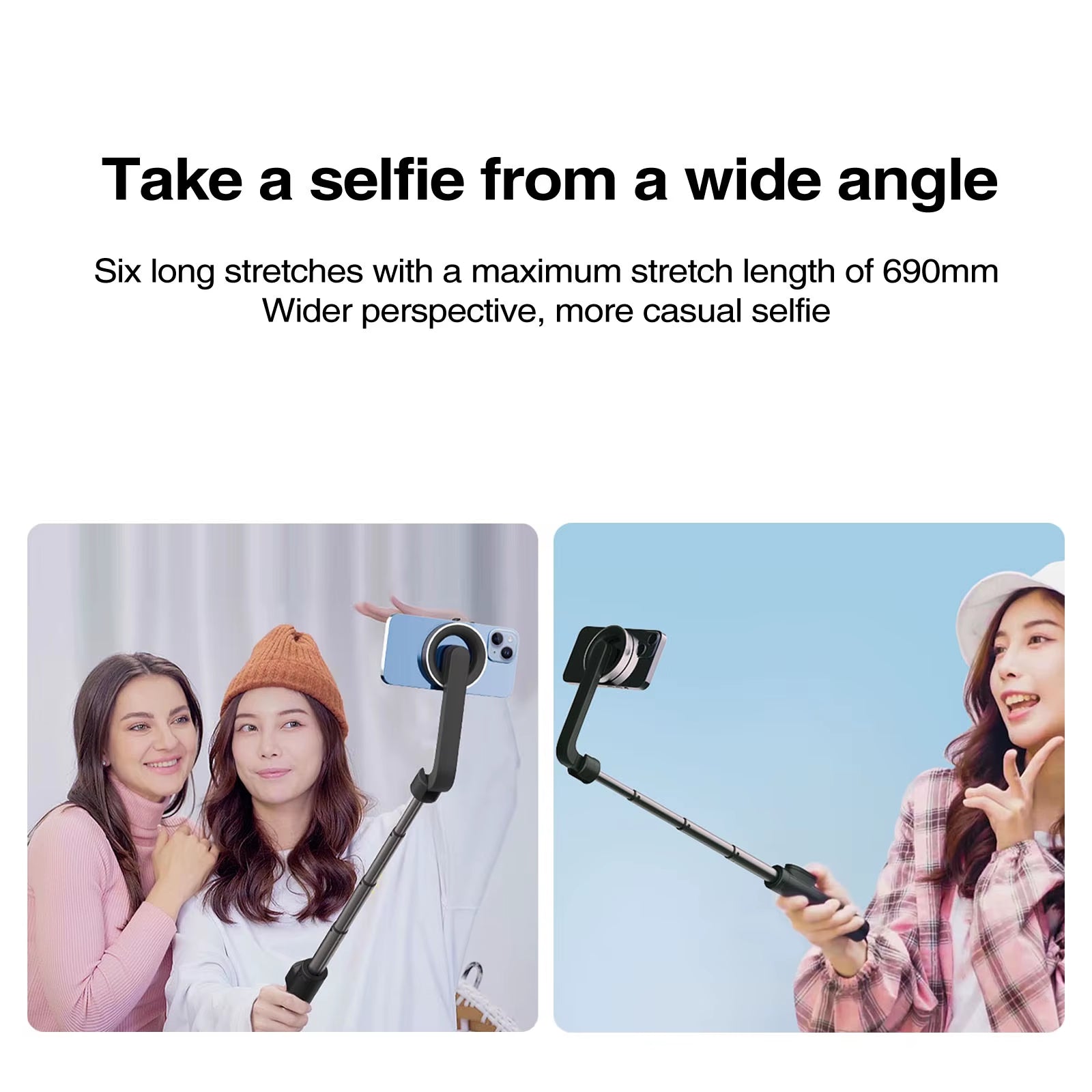 Magnetic Selfie Stick Tripod for Magsafe Iphone 15 14 13 12 Series Wireless Bluetooth Phone Tripod Stand for Travel Livestream