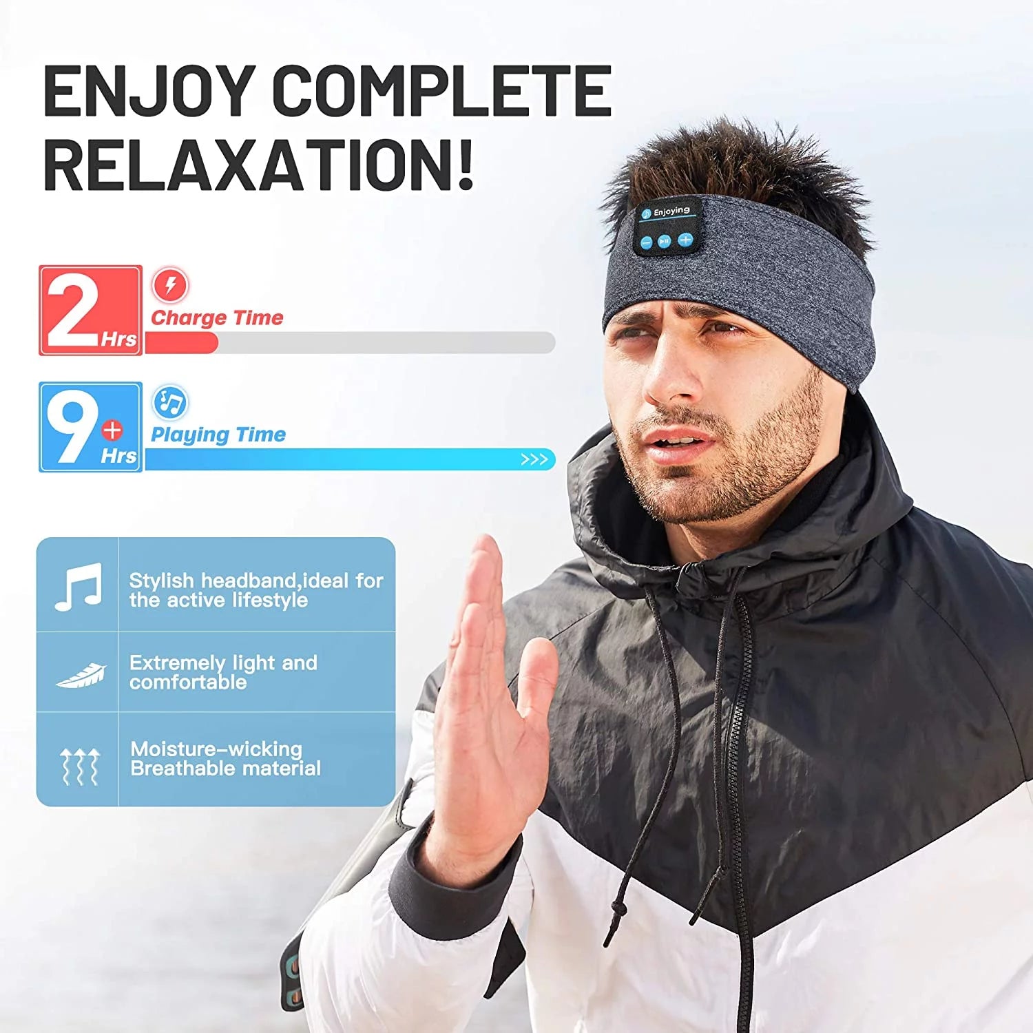 Sleep Headphones Wireless Bluetooth Sports Headphones Headband Earphones with Built-In Speakers for Sleeping, Running, Yoga